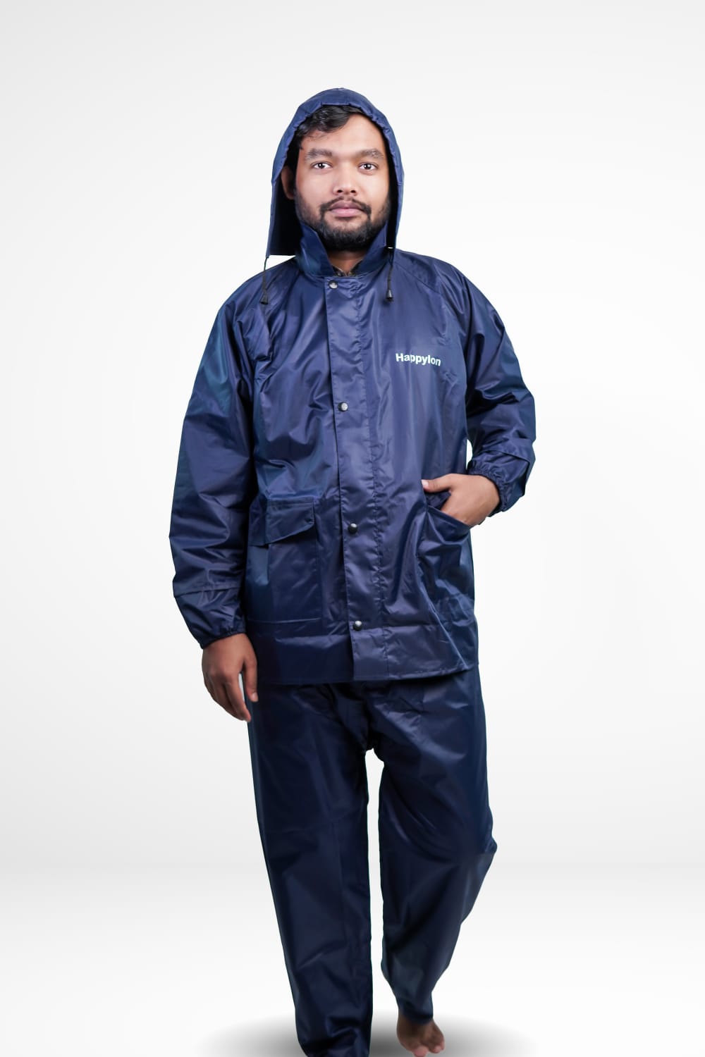 100% Water proof High quality Rain Coat With Pant. (Happylon) Blue