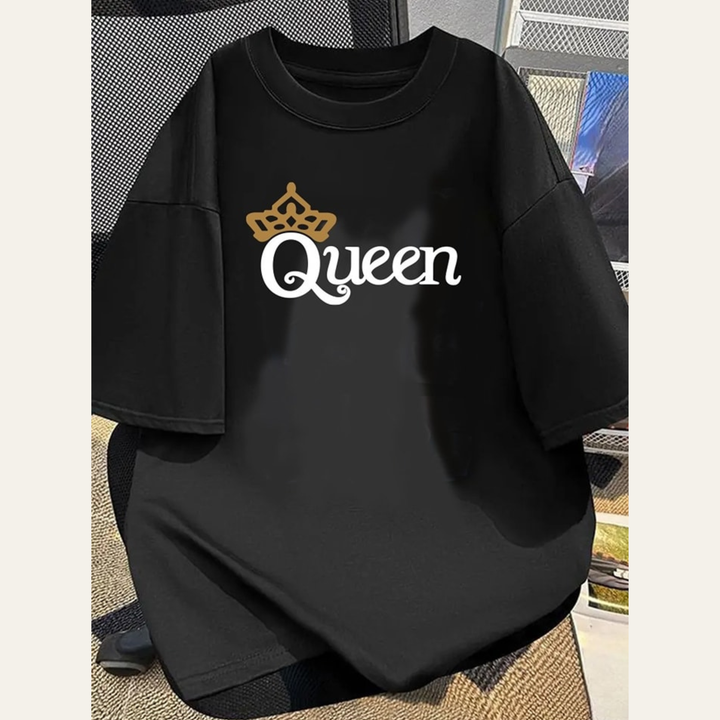 Lovely Drop shoulder T shirt for Women black